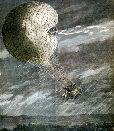 Balon zasažený bleskem poblíž Chicaga, Illinois, USA, 1891 od Unbekannt