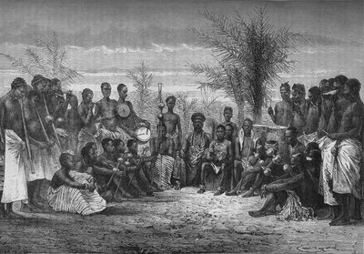 Král Cape Coast a jeho dvůr, c1880 od Unbekannt