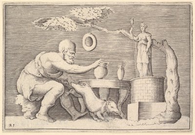 Faun nebo Satyr připravující prase na oběť, publikoval ca. 1599-1622. od Unbekannt