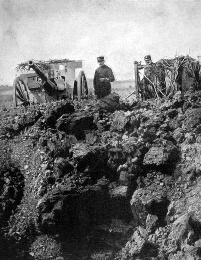 Francouzská baterie 75. má úzký únik, první světová válka, 1915 od Unbekannt