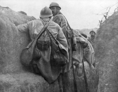 Francouzský zákop před útokem, 2. bitva u Champagne, Francie, 25. září 1915 od Unbekannt