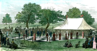 Hra v šachy s živými figurkami, 1882 od Unbekannt