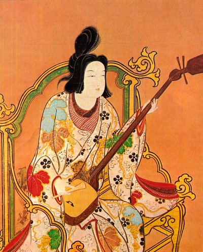 Dívka hrající Shamisen, druhá polovina 17. století. od Unbekannt