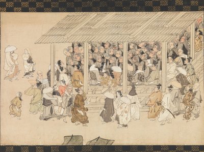 Shromáždění Nenbutsu v Ichiya, Kyoto, z Ilustrované biografie mnicha..., konec 14. stol. od Unbekannt