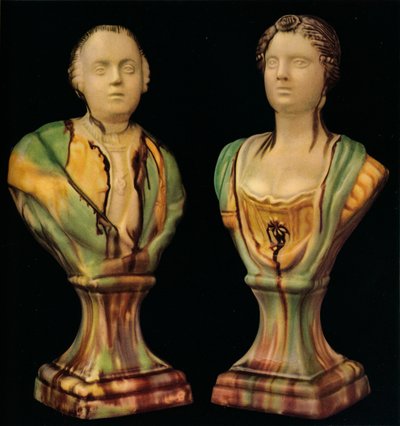 Pár hliněných bust ze Staffordshire představující krále Jiřího III. a královnu Charlotte, s Tr od Unbekannt