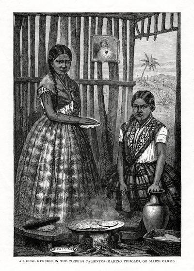 Venkovská kuchyně v Tierras Calientes, Mexiko, 1877 od Unbekannt