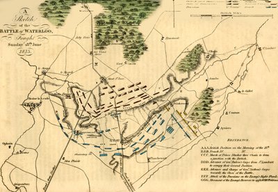 Náčrt bitvy u Waterloo, 18. června 1815, 1816. od Unbekannt