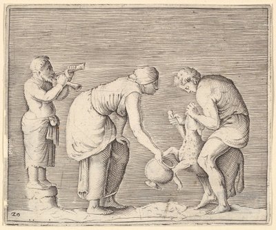 Žena sbírající krev z ovce, publikoval ca. 1599-1622. od Unbekannt
