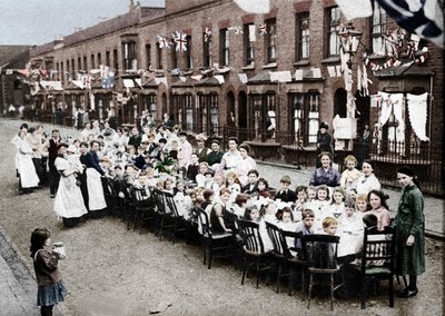 Dětský čajový dýchánek na East End Street v Londýně na oslavu Versailleské smlouvy at&t od Unbekannt