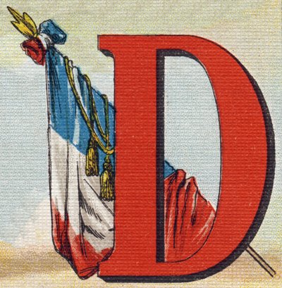 Vlajka. Rytina "Alphabet de ma petite fille". Bernardin-Bechet a Fils, knihkupci-nakladatelé, Paříž, kolem roku 1895. Nerozbitné album na plátně. Bibliotheque des Bebes. 12 stran. Album obsahující metodu čtení a názornou abecedu. Tlumení: 2 od Unbekannt