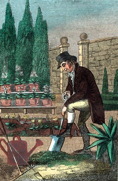 Zahradník kopající rýčem, 1821 od Unbekannt