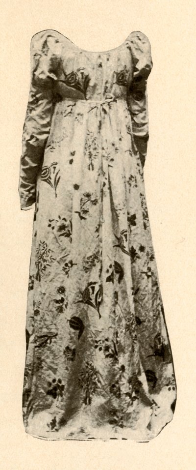 Šaty z hnědého glazovaného chintzu, které nosila madame Chevalier, c1795, 1937. od Unbekannt