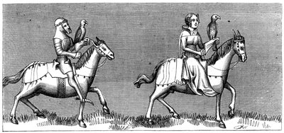 Dáma na cestě za jestřábnictvím, 14. století 1849 od Unbekannt