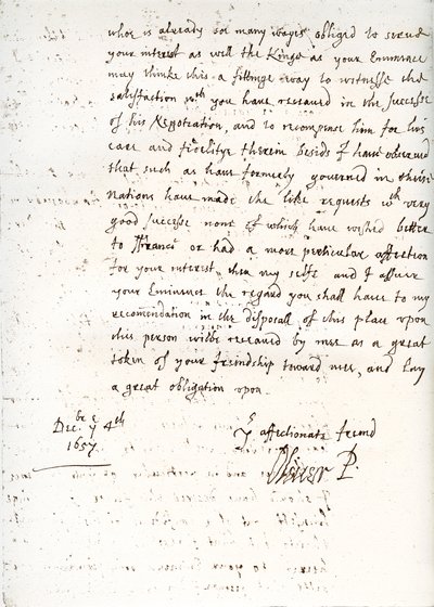 Dopis Olivera Cromwella kardinálu Mazarinovi, 4. prosince 1657, 1899 od Unbekannt