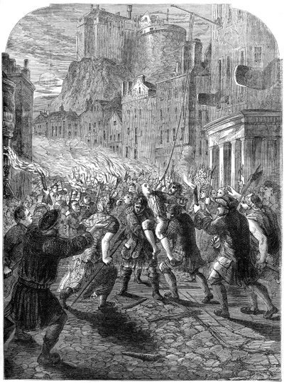 Dav vezoucí kapitána Johna Porteouse na jeho popravu, Edinburgh, 1736 19. století od Unbekannt