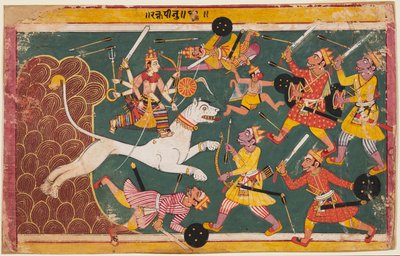 Stránka z Devi-Mahatmya: The Goddess as the Pirink of the Demon Raktabija, c. 1640. od Unbekannt