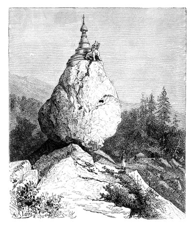 Pagoda na balvanu, 1895 od Unbekannt