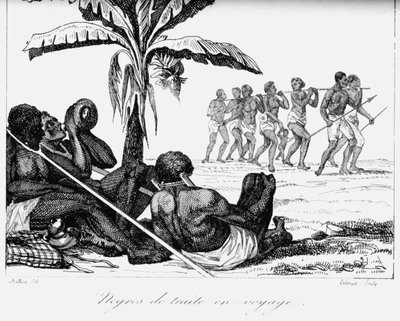 Konvoj otroků, Afrika, 19. století od Unbekannt