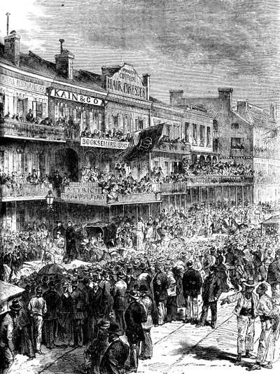 Ulice v New Orleans v den voleb, 1860 c1880 od Unbekannt