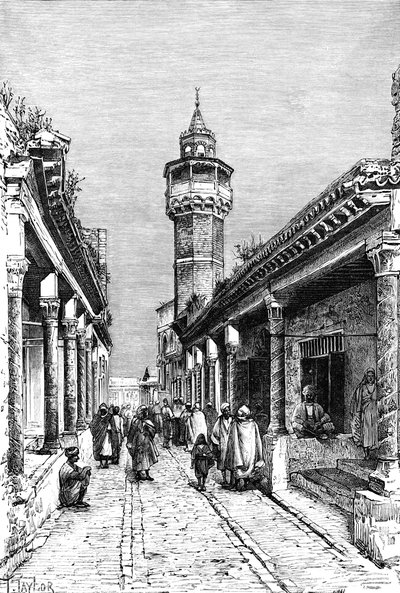 Ulice v okrese Suk v Tunisu, Tunisko, 1895 od Unbekannt