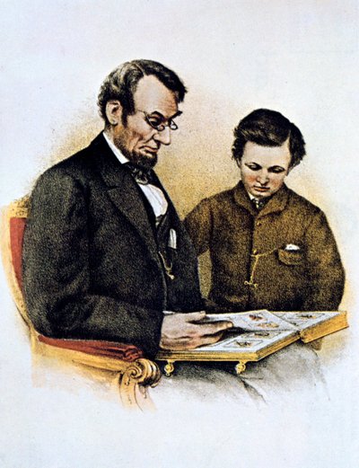 Abraham Lincoln a jeho syn Tad, 9. února 1864 od Unbekannt