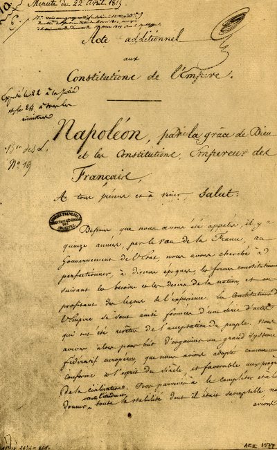 Dodatečný akt k ústavám Říše, 22. dubna 1815, 1921. od Unbekannt