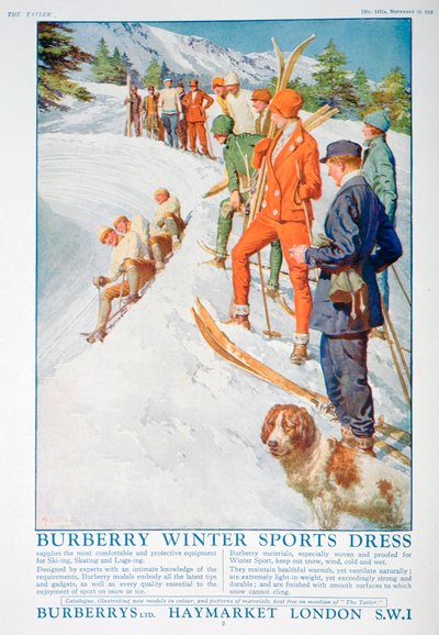 Reklama na zimní sportovní šaty Burberry, 1928 od Unbekannt