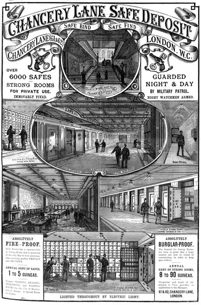Reklama na Chancery Lane Safe Deposit, Londýn, 1887 od Unbekannt