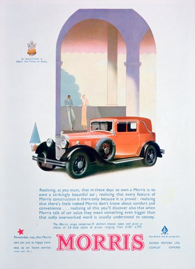 Reklama na motorové vozy Morris, 1932 od Unbekannt