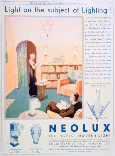 Reklama na svítidla Neolux, 1931 od Unbekannt