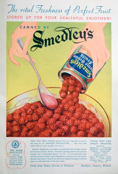 Reklama na ovoce v konzervě Smedleys, 1936 od Unbekannt