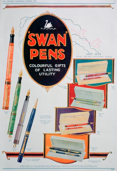 Reklama na pera Swan, 1928 od Unbekannt