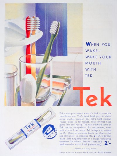 Reklama na zubní kartáčky Tek, Johnson and Johnson, 1931 od Unbekannt