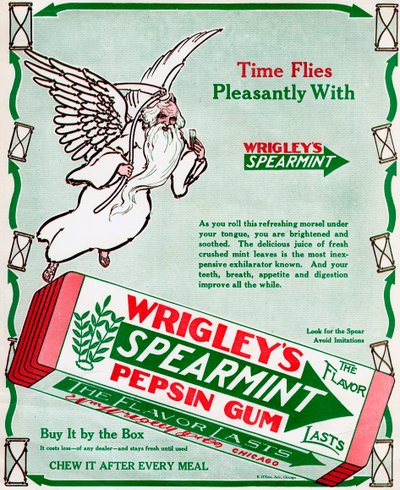 Reklama na Wrigleys Spearmint Pepsin Gum, 1913 od Unbekannt