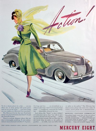 Reklama na motorový vůz Mercury Eight, 1939 od Unbekannt