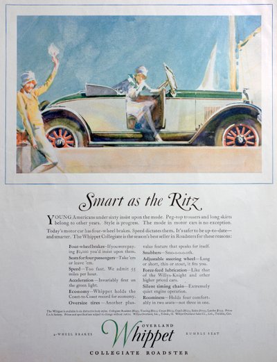 Reklama na auto Overland Whippet Collegiate Roadster, 1927 od Unbekannt