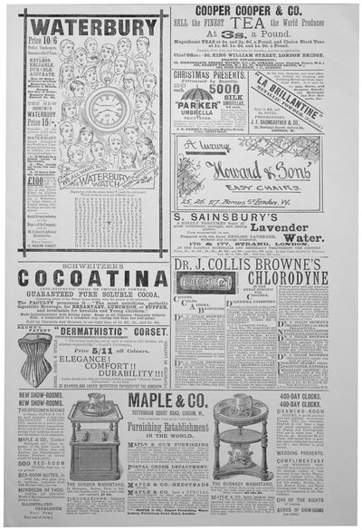 Reklamní stránka z Vánoc, vánoční výroční, 1887 od Unbekannt