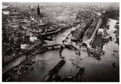 Letecký pohled na přístav Hamburk, Německo, ze Zeppelinu, c1931 1933 od Unbekannt