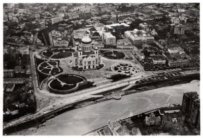 Letecký pohled na katedrálu Krista Spasitele, Moskva, SSSR, ze Zeppelinu, 1930 1933 od Unbekannt