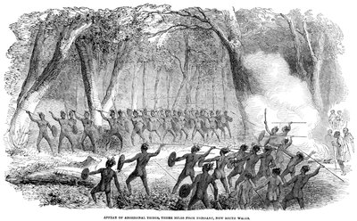 Affray of Aboriginal, tři míle od Brisbane, New South Wales, 1854 od Unbekannt