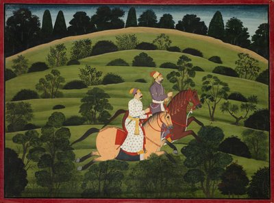 Akrura Rides Toward Dwarka, stránka z velké Basohli Bhagavata Purana, c. 1760-1765. od Unbekannt