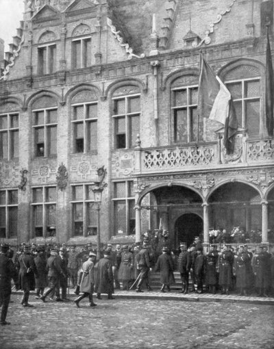 Albert I. Belgický a francouzský prezident Poincare se setkali ve Veurne, Belgii, 1. listopadu 1914. od Unbekannt