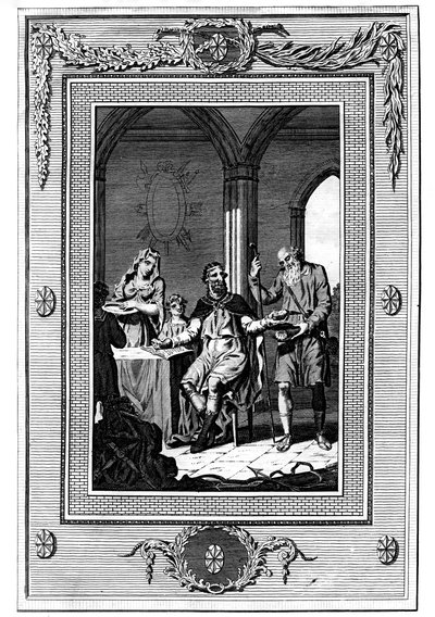 Alfred Veliký rozdělující svůj chléb s chudým poutníkem, 9. století, 1772 od Unbekannt