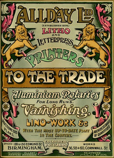 Allday Ltd - reklama, 1907 od Unbekannt