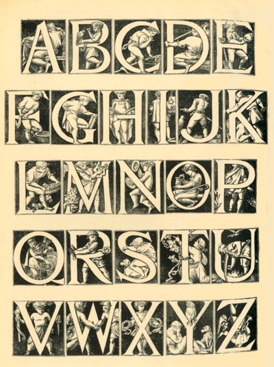 Abecední design pro dlaždice, 1864, 1881. od Unbekannt