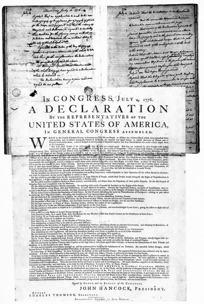 Americká deklarace nezávislosti, 4. července 1776 od Unbekannt
