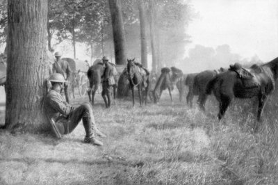 Americká jezdecká jednotka na odpočinku, Chemin des Dames, Francie, 1918 od Unbekannt