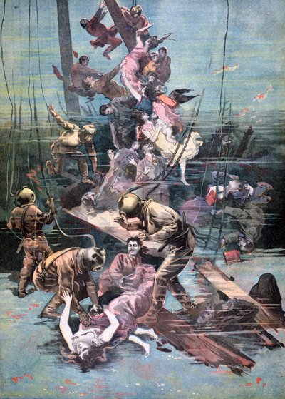 Nehoda v Santanderu, Potápěči hledající těla obětí, 1893 od Unbekannt