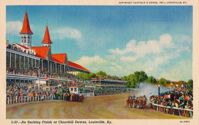 Vzrušující konec v Churchill Downs, Louisville, Ky, c1940 od Unbekannt