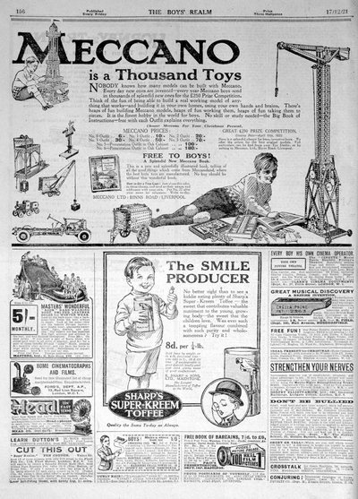 Reklamní stránka v The Boys Realm, Vánoce 1921 od Unbekannt